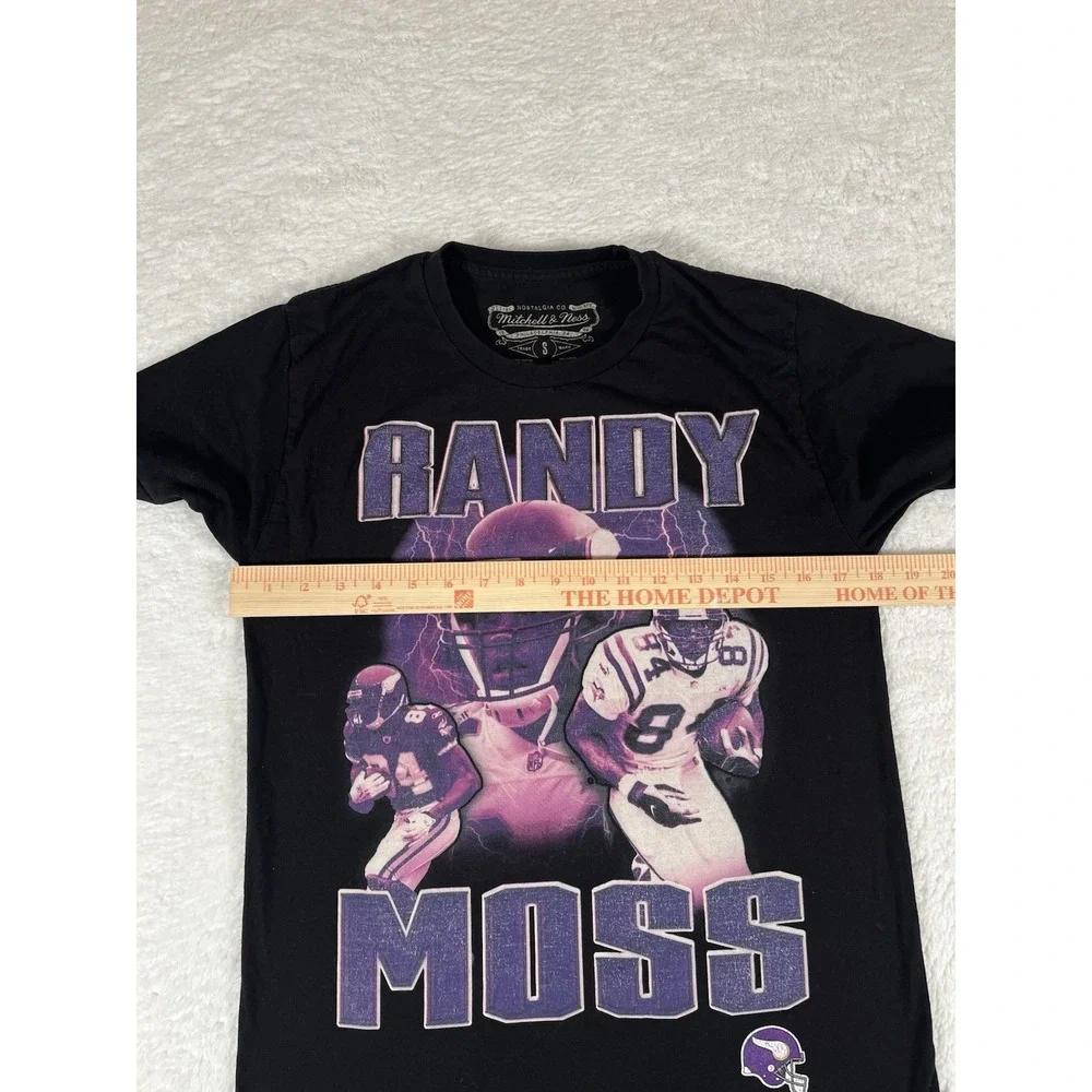 Mitchell & Ness Minnesota Vikings NFL‎ Randy Moss Black Graphic T-Shirt Men's S
